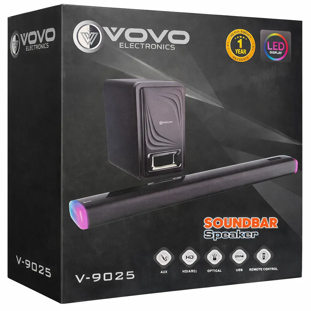 VOVO V-9025 Bluetooth LED Soundbar Home Theater System