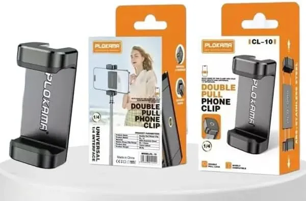 CL10 Phone Holder – Premium 360° Tripod Mount, 1/4″ Screw, Portrait & Landscape, Thick & Flexible Grip for Mobile Photography & Videography