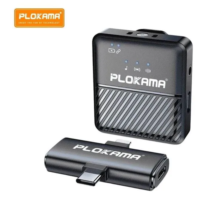 PLOKAMA VM50 Wireless Microphone – Lavalier Single Mic, Windproof Clip-On for Mobile & Camera Recording