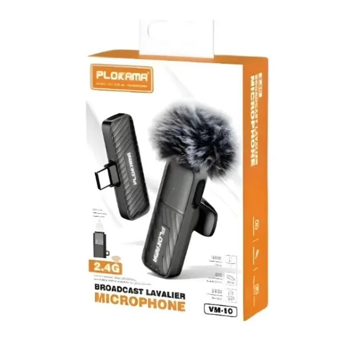 PLOKAMA VM-10 2.4GHz Wireless Lavalier Microphone – Clip-on Wireless Mic