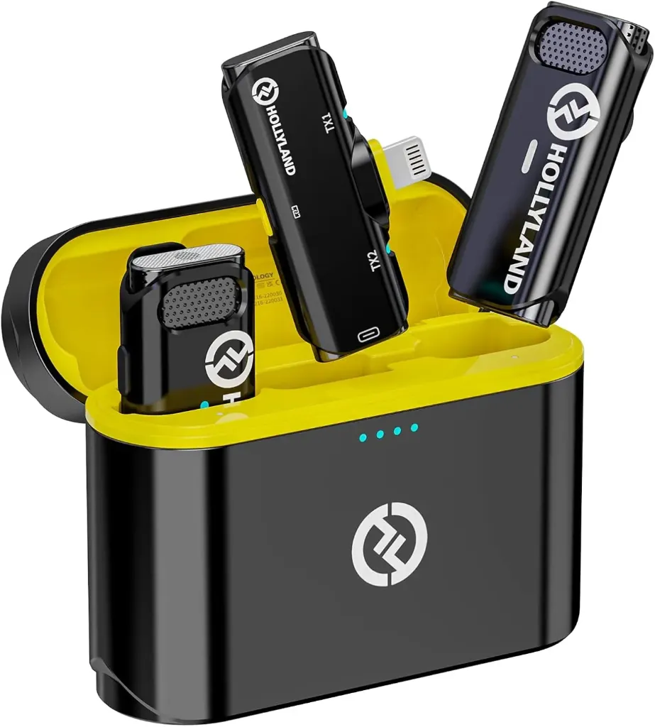 Hollyland LARK C1 DUO 2-Person Wireless Microphone System with USB-C Connector for Mobile Devices (Black, 2.4 GHz) iOS Black