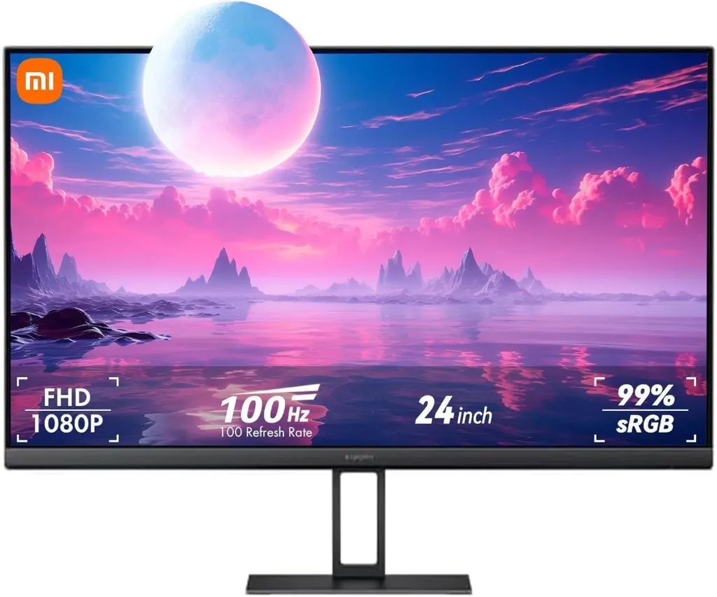 Xiaomi Gaming Monitor A24i 24 Inch IPS, 100Hz, 6ms, ∆Е<2, 7.5mm, 100Hz, 1920 x 1080 IPS 178 DP 1.4 supported, Wall Mount Computer Screen Monitor Desktop Monitors |1 year manufacturer warranty