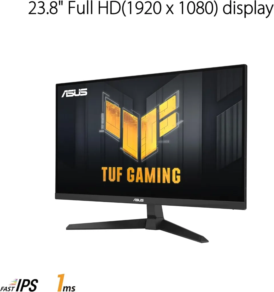 ASUS TUF Gaming VG249Q3A Gaming Monitor – 24-inch(23.8 inch viewable), Full HD(1920x1080), 180Hz, Fast IPS, ELMB, 1ms (GTG), FreeSync Premium™, Variable Overdrive, 99% sRGB