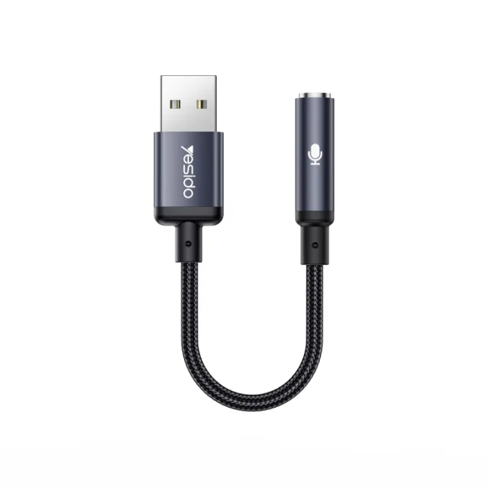 YAU46 Aluminum Alloy USB to 3.5MM High Ficelity Sound 48KHZ High Sampling Audio Cable