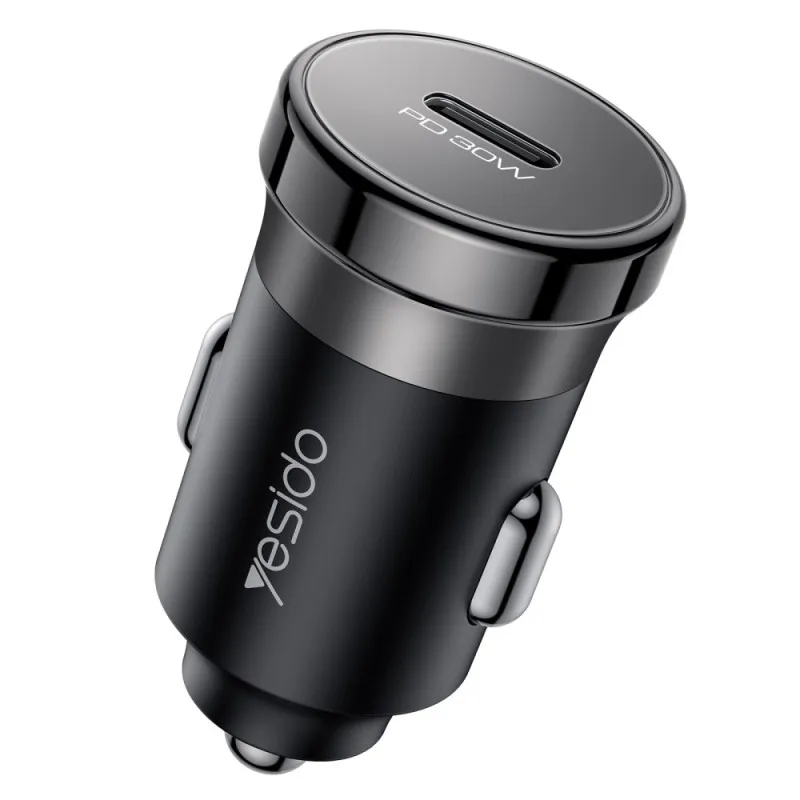 Yesido Y74 car charger with USB-C port - 30W - black from the manufacturer Yesido in the category Electronics • Mobile phones, GPS • Mobile accessories • Chargers for mobile phones
