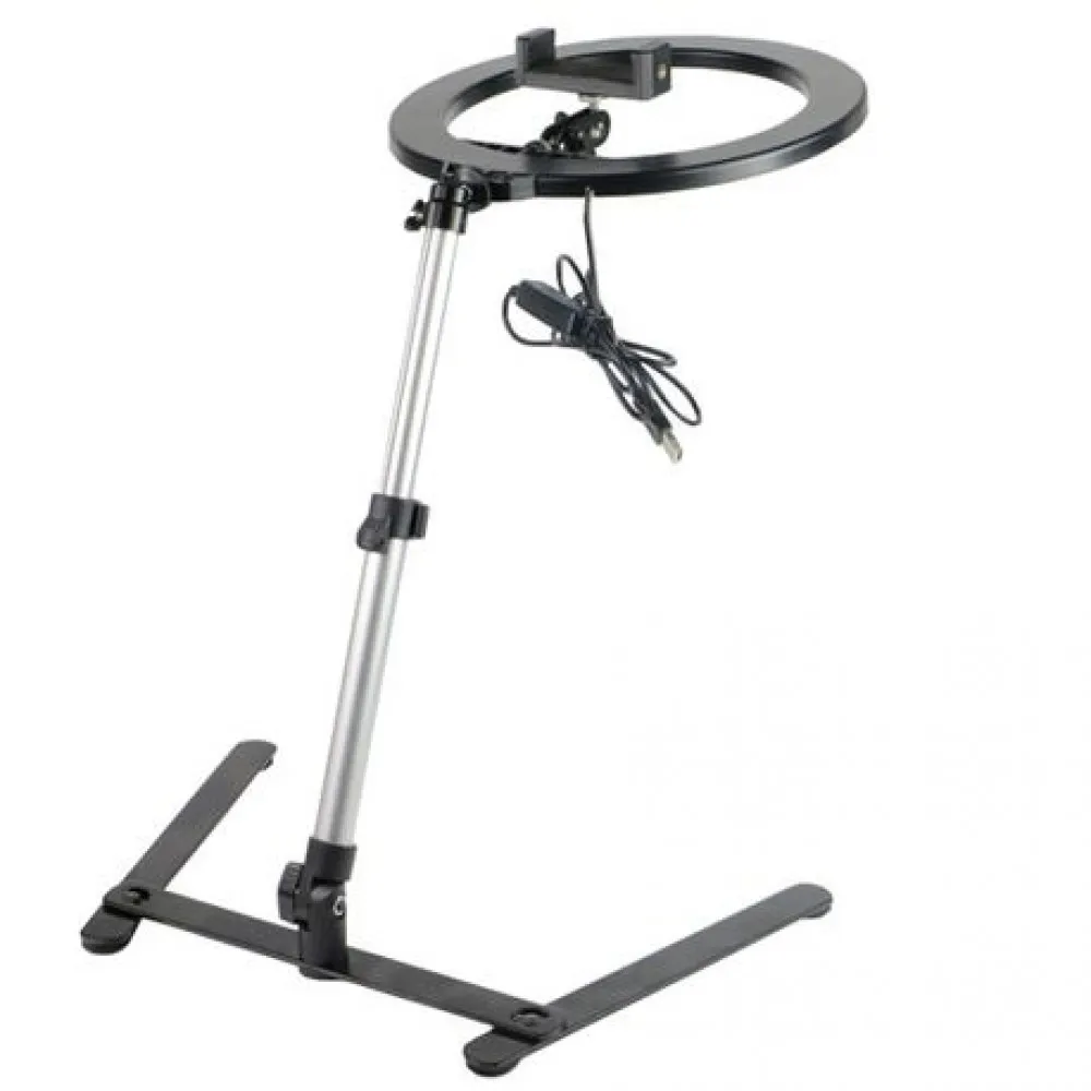 Ring fill light QX-206B (26cm) for professional photography, USB, LED Ring Light with Adjustable Tripod Stand and Phone Holder, 3 Light Modes and 10 Brightness Level for Live Stream, Makeup, YouTube,