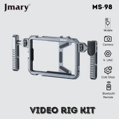 Jmary MS-98 Video Rig Kit Smartphone Video Cage, Mobile Camera Rig with Dual Handles, Professional Filmmaking and Vlogging Mount