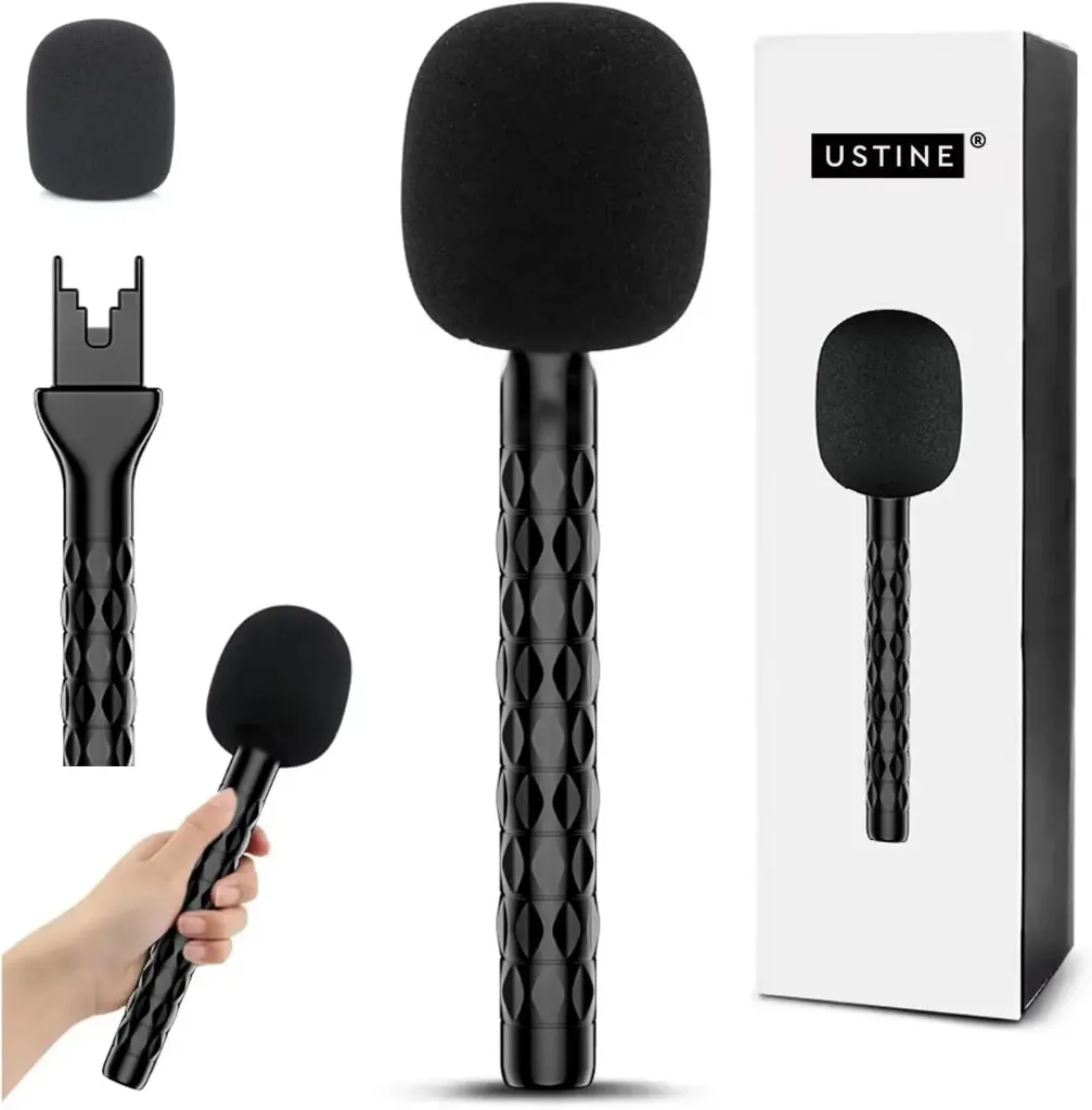 [fake mic 1] Plastic Interview Mic Handle Stick (Only Handle, No Mic Included) | Compatible with Wireless Microphones | Professional Handheld Grip for Content Creation & Interviews