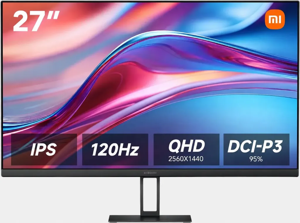 Xiaomi 27" A27Qi 2K QHD IPS Monitor – 2560x1440 Resolution, 120Hz Refresh Rate, 100% sRGB, Low Blue Light, HDMI & DisplayPort, VESA Mount Compatible |1 year manufacturer warranty