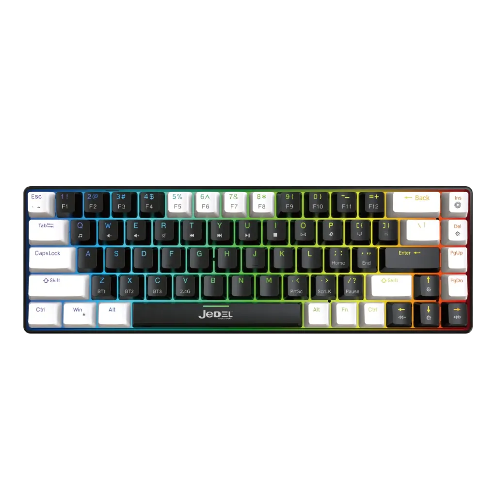 Jedel WKL-66 Tri-Mode 65% Mechanical Keyboard with Per-Key RGB Compact Wireless Mechanical Keyboard with Hot-Swap Support and Custom RGB Lighting