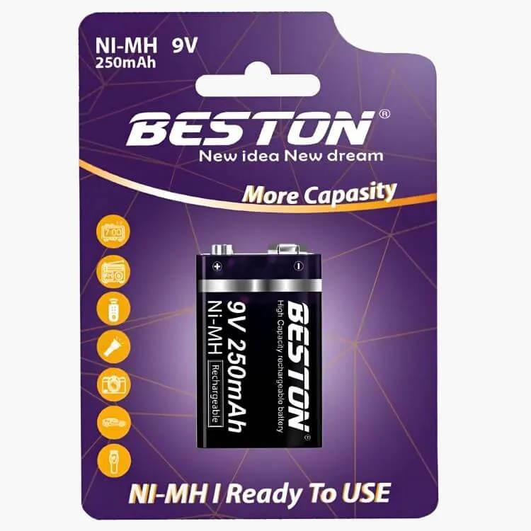 Beston Rechargeable Battery NI-MH 9V 250mAh
