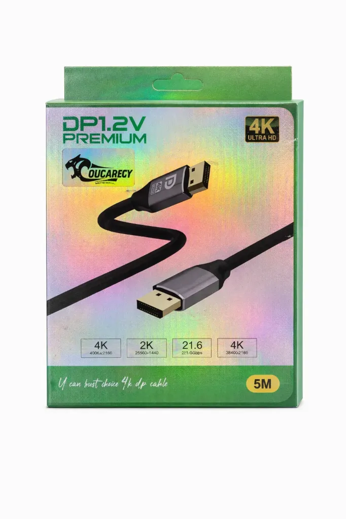 Oucaregy DisplayPort 1.2 Premium 4K Cable – 21.6Gbps High-Speed 5M