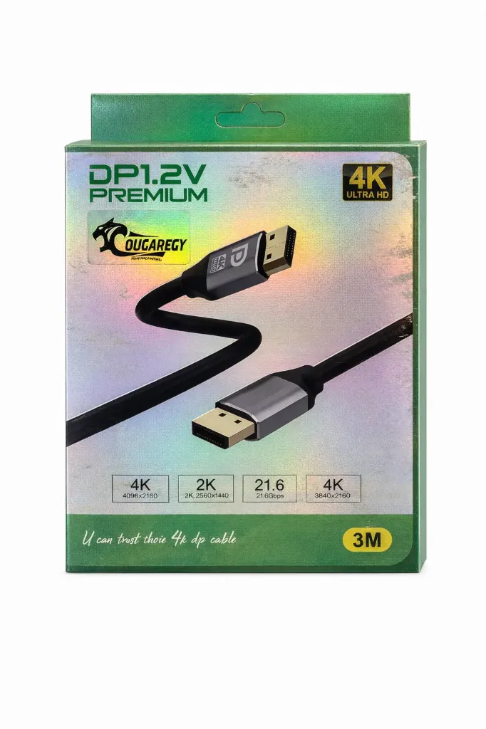 Oucaregy DisplayPort 1.2 Premium 4K Cable – 21.6Gbps High-Speed 3M