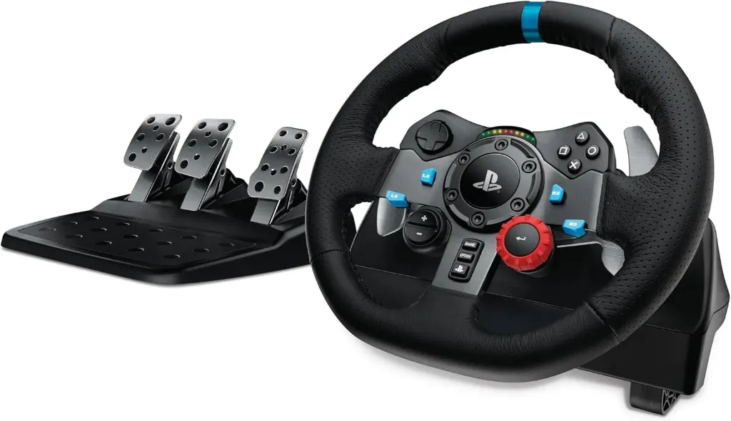 Logitech G29 Driving Force Racing Wheel and Floor Pedals, Real Force Feedback, Stainless Steel Paddle Shifters, Leather Steering Wheel Cover for PS5, PS4, PC, Mac - Black