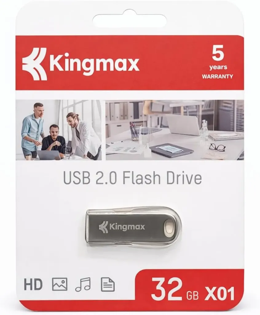 Kingmax USB 2.0 Flash Drive 32GB X01, Portable Memory Stick, High-Speed Data Transfer, Compact & Durable Design, Ideal for Documents, Music, Photos & Videos, 5-Year Warranty
