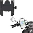 Metal Phone Holder C2 (Almmonium) Mirror Mount for Motorcycle and Scooter Motorcycles - Rotatable - Firmly Mounted