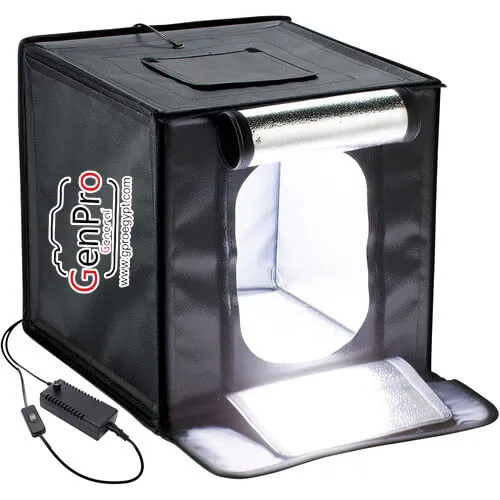 Gen Pro Light Tent 40cm Portable Photography Light Tent Professional Foldable Shooting Lighting Softbox with LED Lights with 3 color PVC backdrops