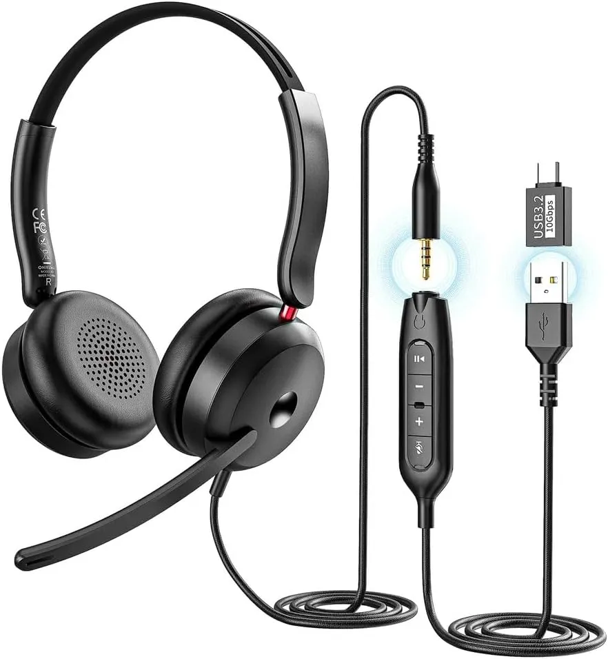 ONIKUMA X81 Gaming Headset with Microphone – Professional Over-Ear Wired Computer Headphones, Noise Cancelling, LED Light, Surround Sound, for PC, PS5, PS4, Xbox, Laptop (Black)