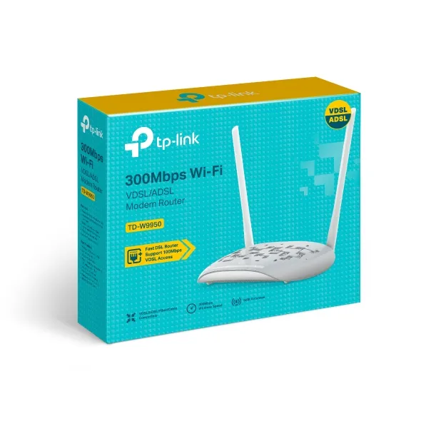 راوتر TP-LINK TD-W9950 لاسلكي N بسرعة 300 ميجابت مع مودم VDSL/ADSL