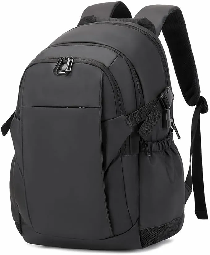 Rahala RAL2204 Backpack for Men Business 12L Upto 15.6'' Laptop Backpack Stylish Lightweight Compact Water-resistant Office Laptop Bag for Travel Daypack College, USB port-Black