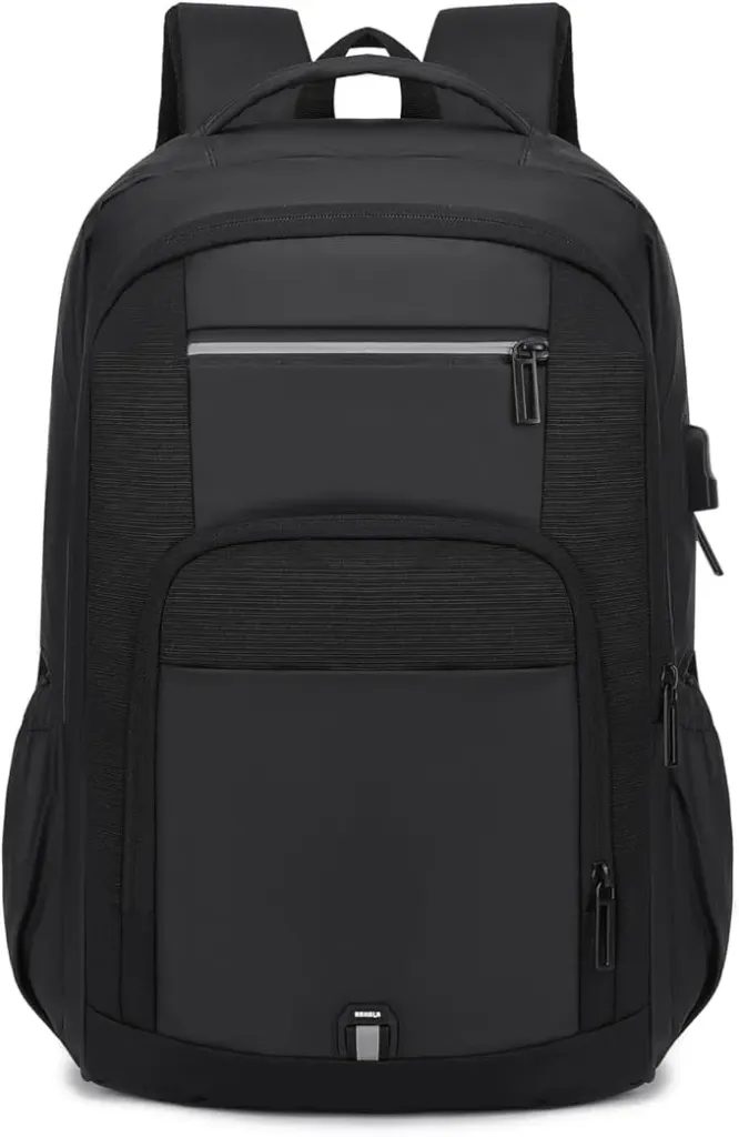 Rahala RAL2215 19L Backpack, 15.6 Inch Waterproof Laptop Bag with USB Port, Anti-Theft, Lightweight Multi-Pocket Backpack for Men and Women, Ideal for Office, School, Travel -Black