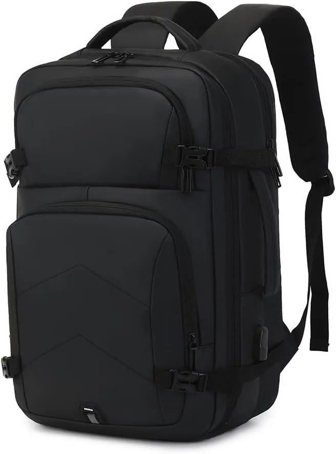 Rahala RAL 2023 Backpack for Men Business Backpack 24L Upto 15.6'' Laptop Stylish Lightweight Compact Water-resistant Office Laptop Bag for Travel Daypack College,USB port-Black