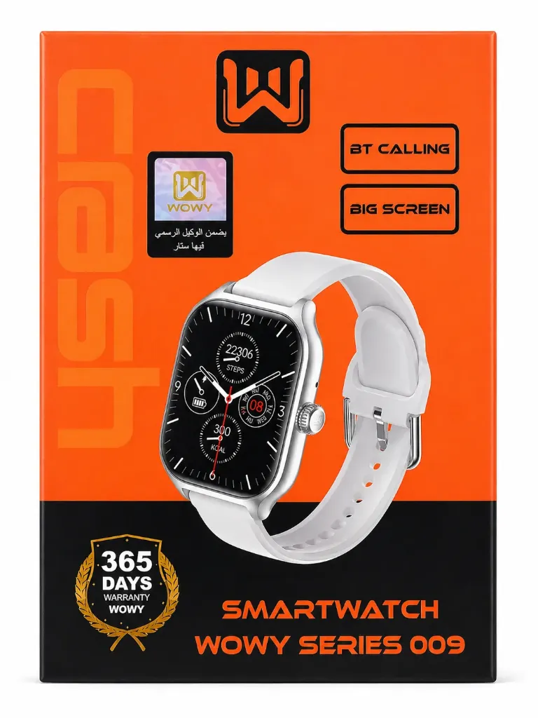 WOWY Series 009 Smartwatch with BT Calling, Big Screen & 365 Days Warranty - White/Silver