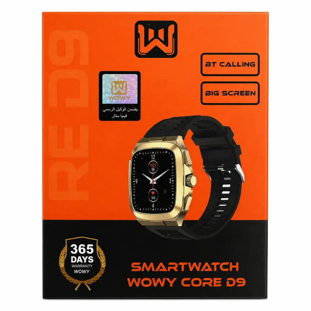 WOWY CORE D9 Smartwatch with BT Calling, Big Screen & 365 Days Warranty - Black/Gold