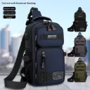 A$A 9961 Multi-Functional Tactical Chest Bag with Multi-Layer Pockets, Adjustable Shoulder Strap & Side Bottle Pocket - Black / Blue / Gray / Green