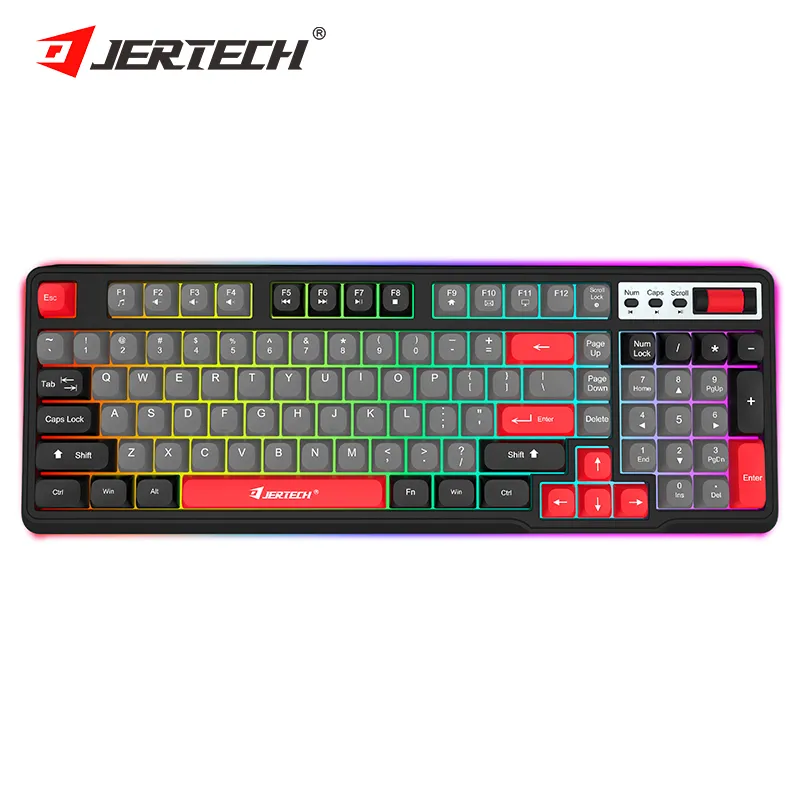JERTECH DK700 Gaming Separated Cable Keyboard Color Blocked Keycaps Adjust Volume Mute Backlit Gamer Keyboard