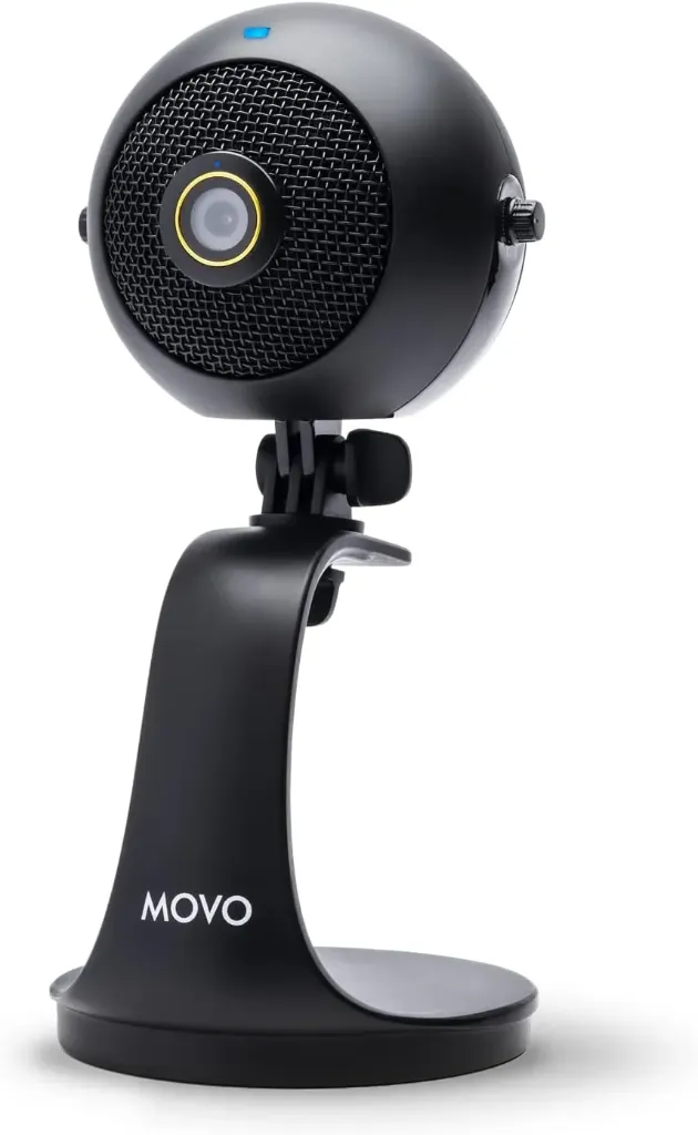 MOVO Webcam with Integrated Mic 1080p 30fps video, cardioid audio, onboard controls, plug-and-play for streaming and calls.