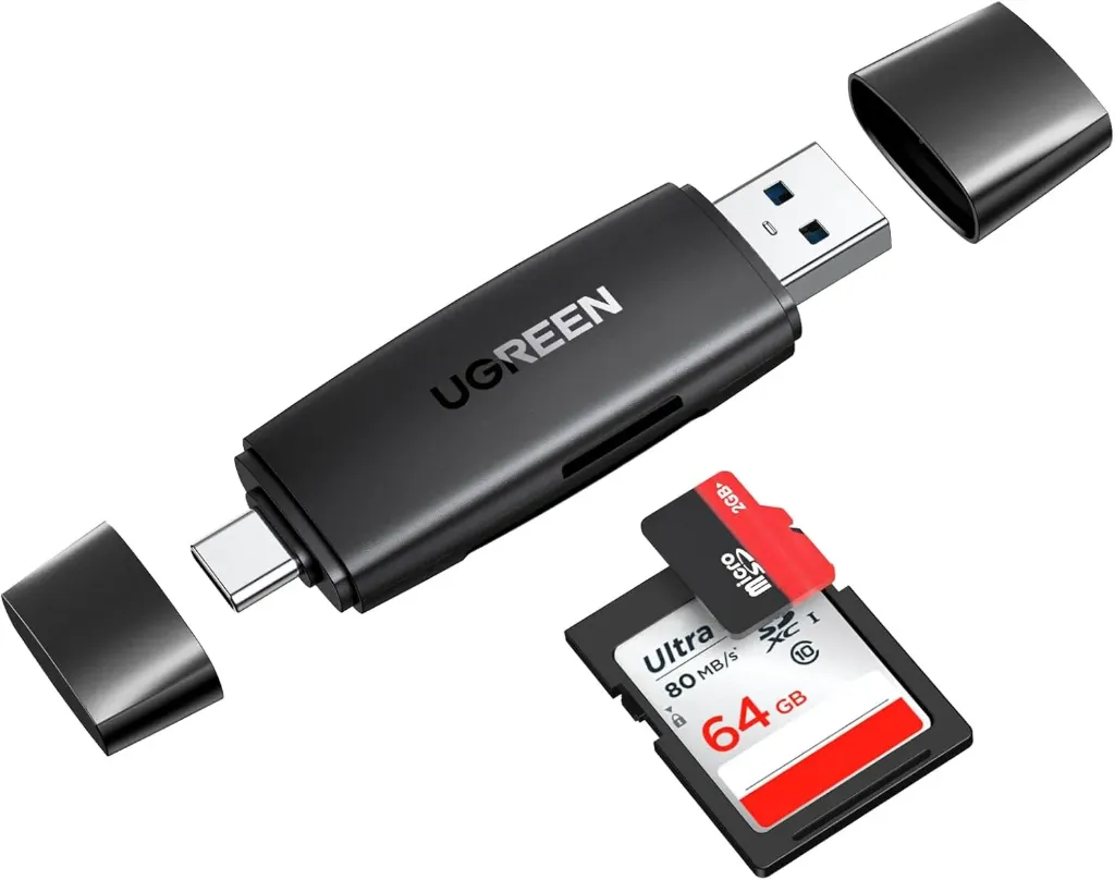UGREEN 80191 CM304 2-in-1 USB-C/USB-A 3.0 SD/TF Multifunction Card Reader (Black)