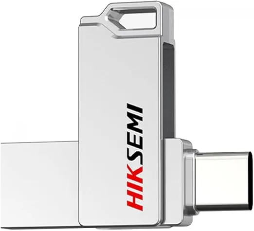 HIKSEMI 64GB USB 3.2 Dual Drive Type-A/Type-C Upto 150MB/s Silver -SYNC | HS-USB-E327C 128G U3 Silver