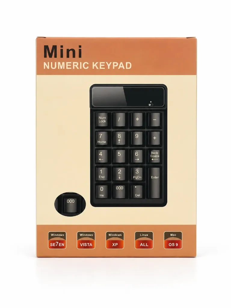 USB Numeric Keypad 19 Keys External Number Pad for Laptop, PC, Windows, Mac & Linux