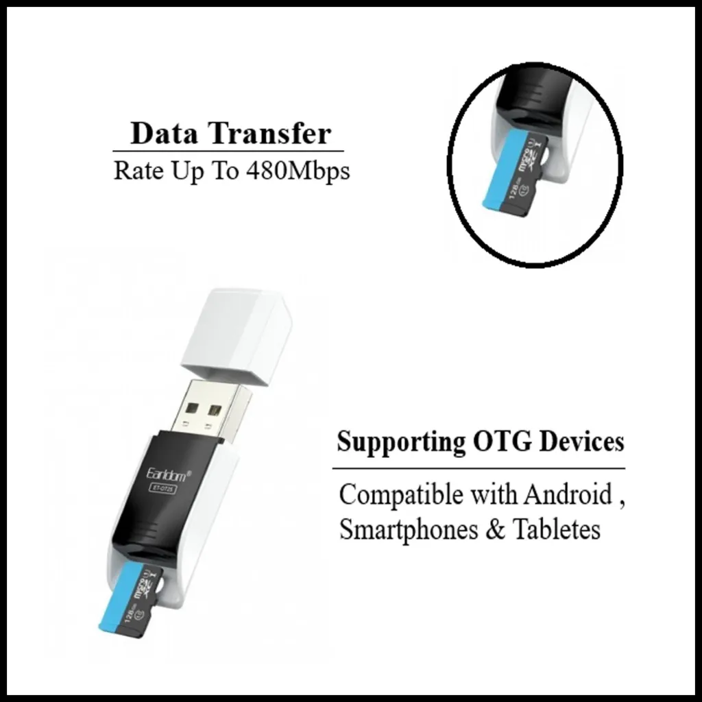 arldom ET-OT25 USB 2.0 Micro SD Card Reader-TF Card Adapter for Android,PC