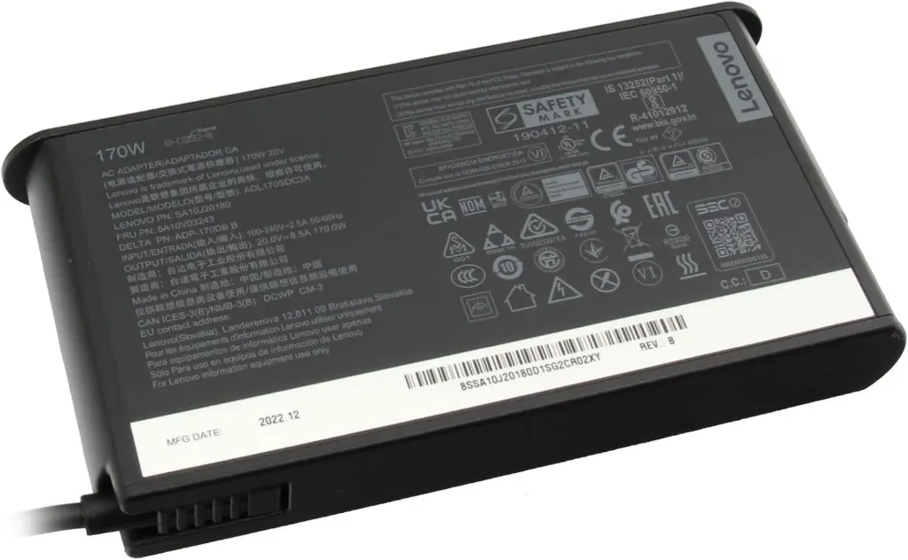 Lenovo 20v 8.5a Charger 170 Watt Flat for P50, ThinkCentre M900, Desktop, 27, M70a AIO (11CK, (11E), P15 Gen 2 (20Y), P17 (20Y)