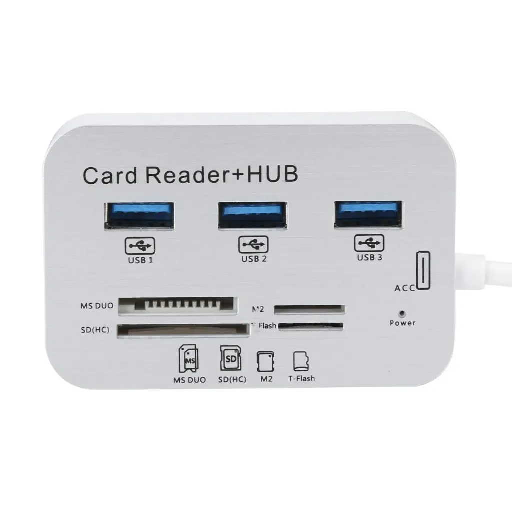 7-in-1 USB-C Hub with 3-Port USB- Expansion & SD/TF/MMC/.2 Memory Card Reader - USB-C 3.0 Peripheral Adapter for PC, Laptop, External Drive, Compatible for USB- Devices