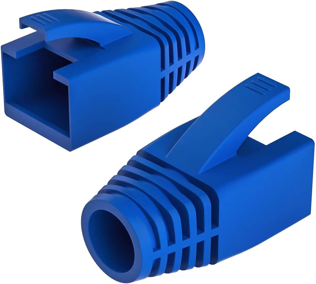 10Pack RJ45 Boot Cover, Cat5 Cat6 Cat6A Ethernet Network Cable Strain Relief Boot, Fits Overall Jacket Diameter 5.5-6.5MM Ethernet Cable (Hole Diameter: 6.5mm, Blue)