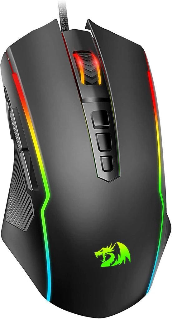 Redragon M910-K Gaming Mouse, RGB Gaming Mouse Wired with 9 Programmable Macro Buttons, Chroma RGB Backlit, 8000 DPI Adjustable, PC Gaming Mice with Fire Button for Windows/Mac, Black, 8 Buttons Gaming Mouse (R G B, 7200DPI)