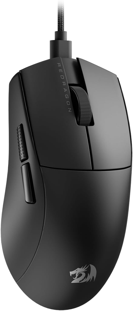 Redragon M724 Wired Gaming Mouse, 49G Ultra-Light 12,400 Max DPI Optical Gaming Mouse with 5 Programmable Buttons, Ergonomic Natural Grip Build, Software Supports DIY Keybinds & DPI, Black