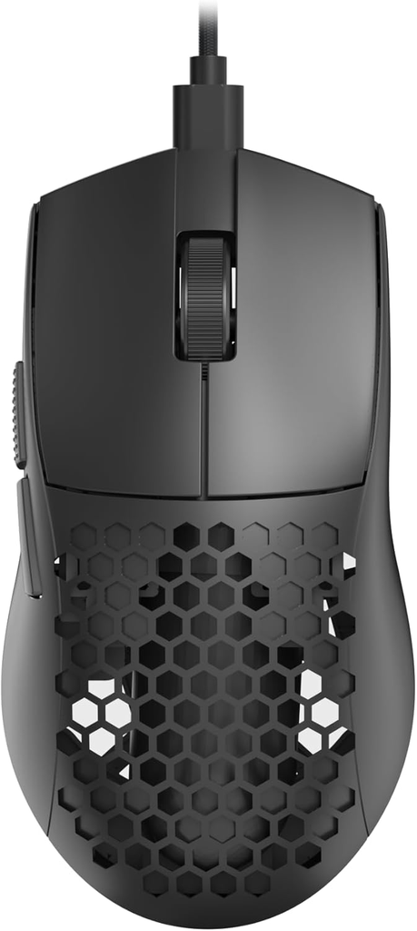 REDRAGON M617-LIT BLUDHOUND ULTRALIGHT HONEYCOMB SHELL WIRED GAMING MOUSE, 41G, 10,000 DPI, 6 PROGRAMMABLE BUTTONS, DRAG-FREE PARACORD, TYPE-C GAMER MOUSE WITH 2 SIDE BUTTONS FOR PC/MAC/LAPTOP, BLACK