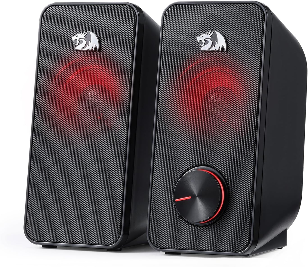 Redragon GS500 Stentor PC Gaming Speaker 2.0 Channel Stereo Desktop Computer Speaker with Red Backli