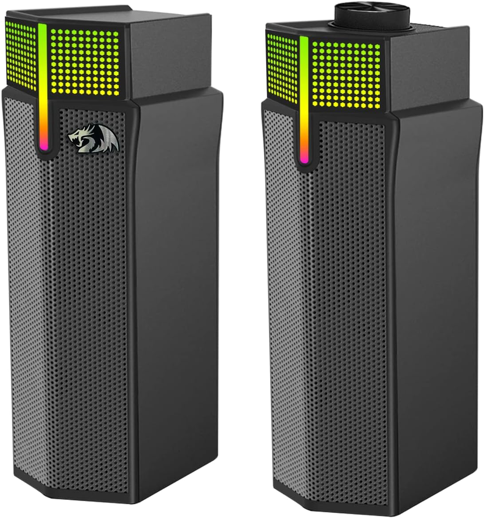 Redragon GS511 Wireless RGB Desktop Speakers, 2.0 PC Gaming Soundbar w/BT 5.3/USB Mode, Dual-Play Design, Rich Stereo Sound and Bass, RGB Backlight & All-in-one Control, USB Powered