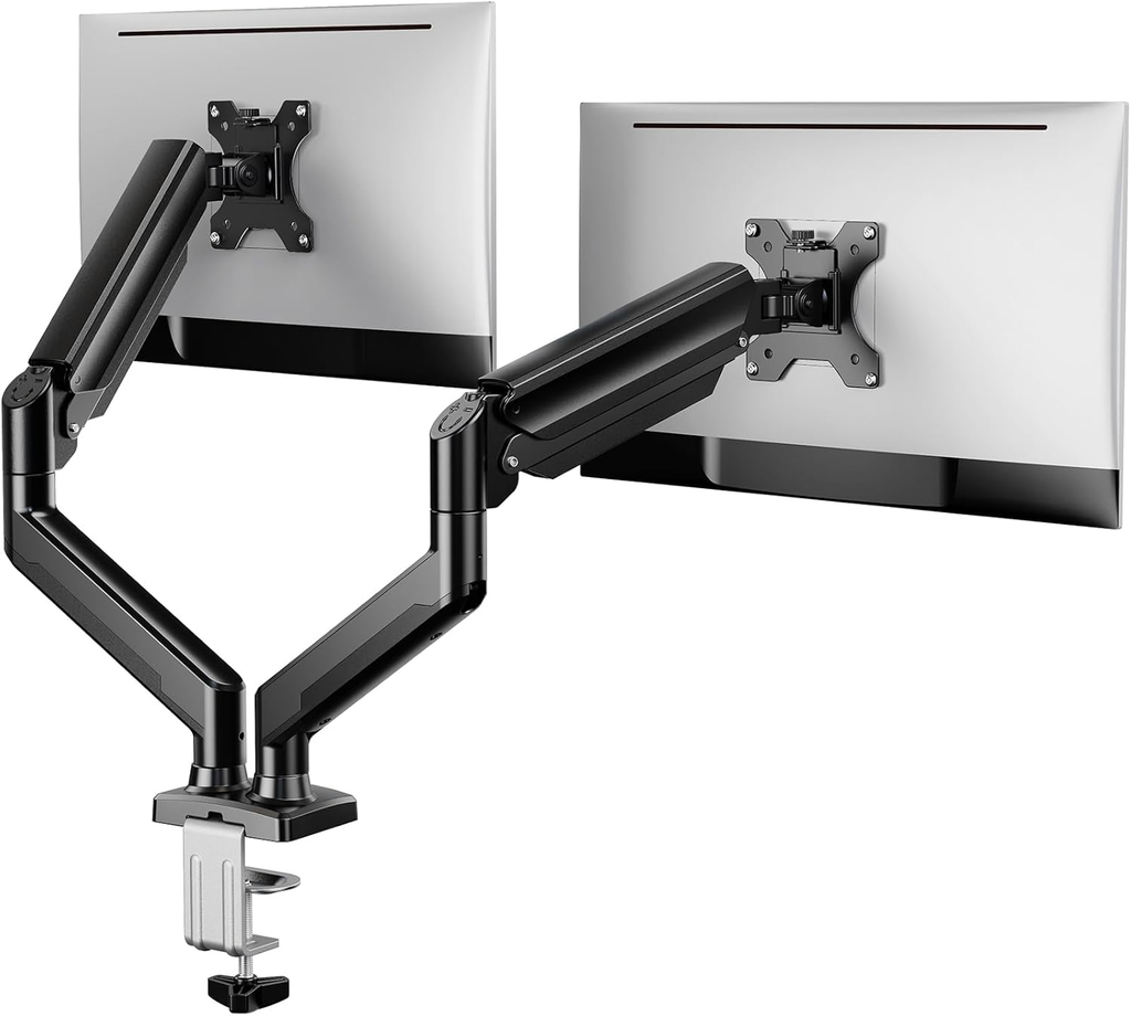 Adjustable Full-Motion Monitor Arm – Desk Mount for 17″–30″ Screens with Swivel, Tilt & Height Adjustment (Dual Mount)