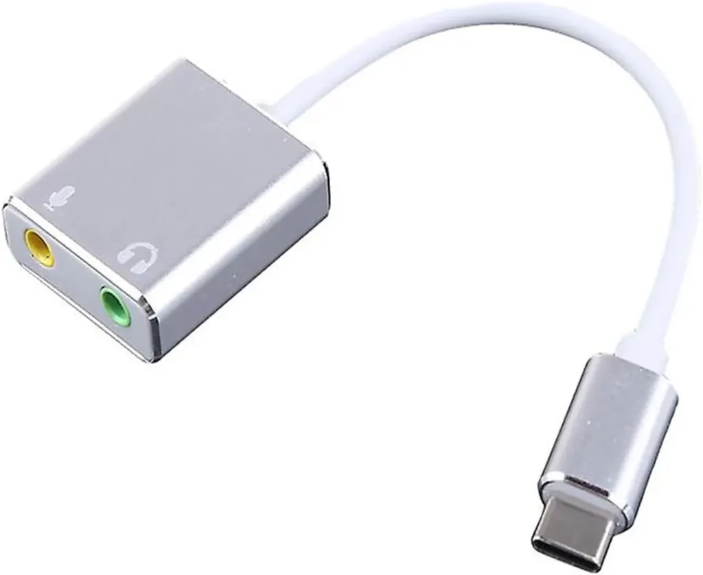 USB C to 3.5mm Headphone and Microphone AUX Adapter - 2 in 1 Audio Connector with High Quality Compatible with Laptop and Android Windows