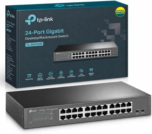 سويتش TP-Link TL-SG1024D بـ24 منفذ جيجابت مكتبي/قابل للتركيب على رف