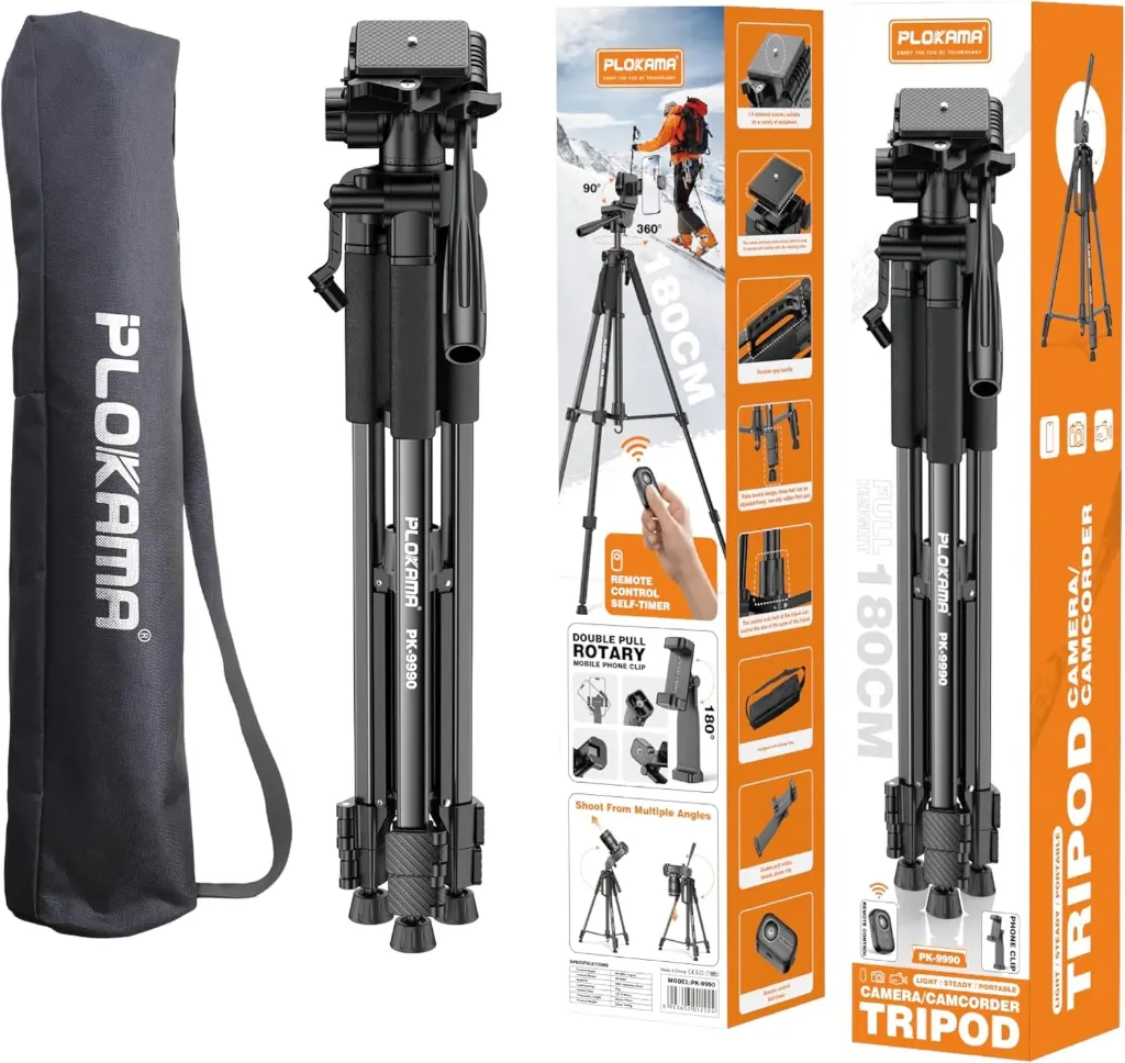Blukama PK-9999 Camera Tripod Stand 2.1 m with Mobile Phone Holder, Durable and Strong Material, For Mobile and Camera, For Photo Sessions And All Content Makers