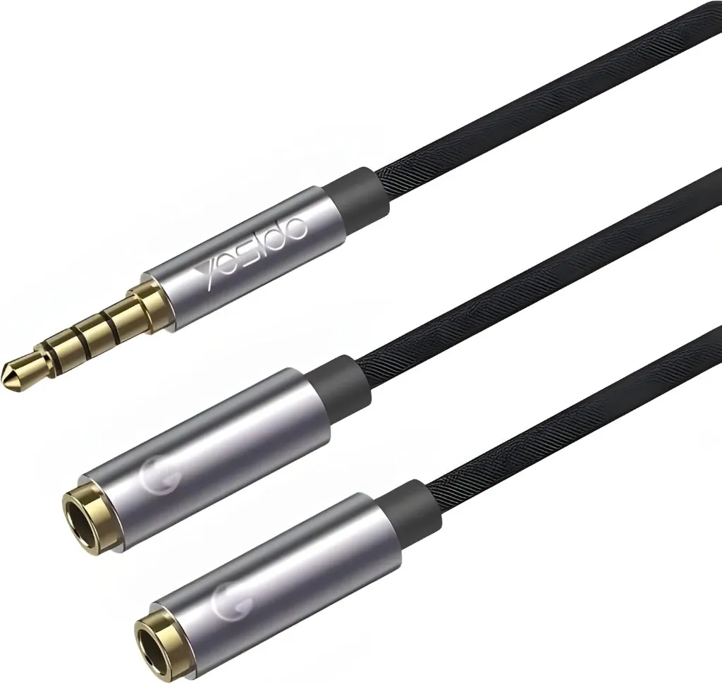 Yesido YAU27 Audio Splitter Cable, 3.5mm Adapter to 2 Headphone Ports, Suitable for Audio Sharing, Practical Design, 30 cm Length, Durable and Easy to Use