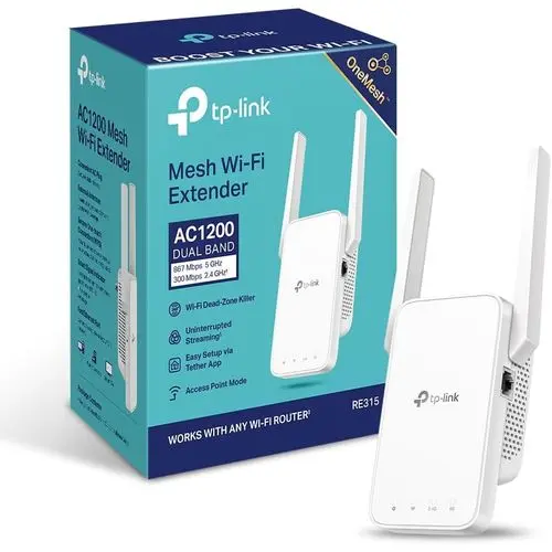 TP-Link RE315 AC1200 Mesh Wi-Fi Range Extender, Dual-Band, 2 Antennas, Ethernet Port