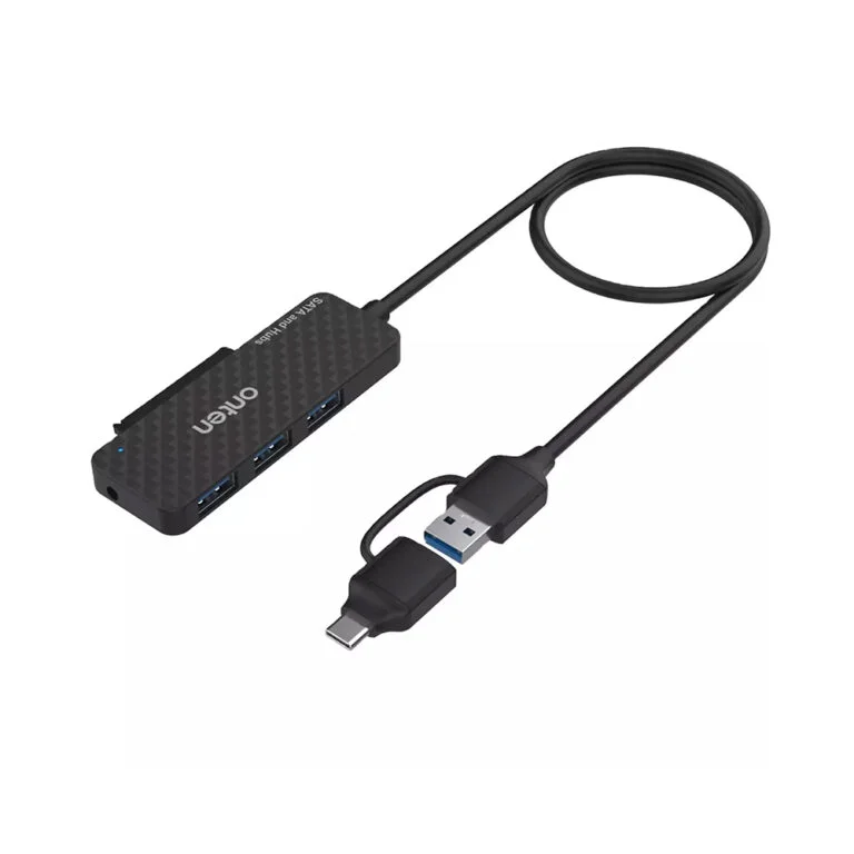 Onten OTN-UCA312 5-in-2 USB-A/USB-C to SATA Adapter with 3xUSB3.0 Hub